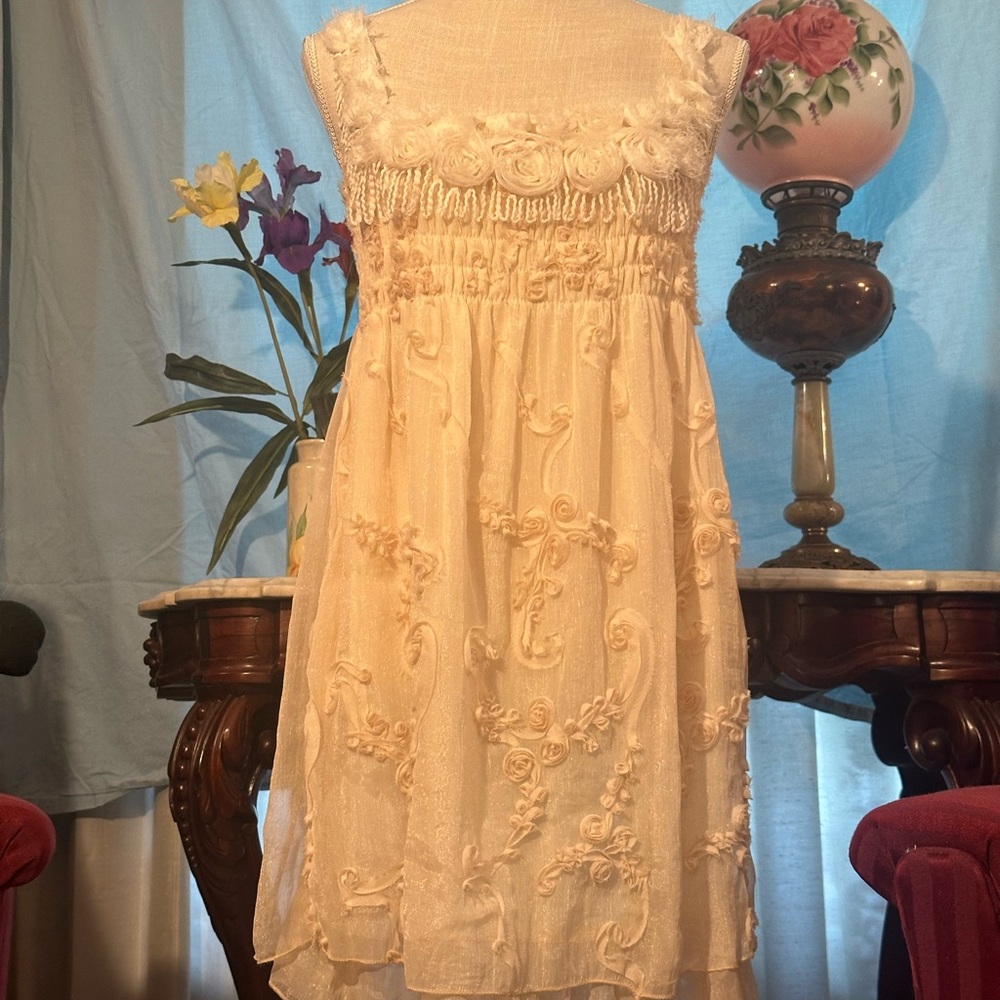 Pretty Angel Cream Embroidered Tunic